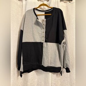 Black and Gray Colorblock Sweatshirt